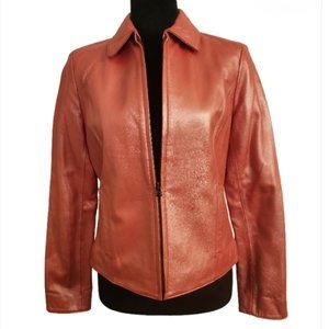 Liz Claiborne Metallic Coral Leather Jacket